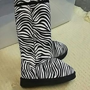 Zebra print boot slippers